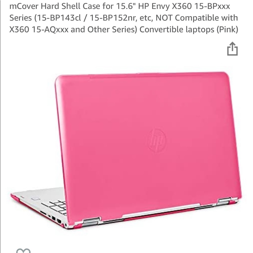 Pink mCover hard shell case for 15.6” HP